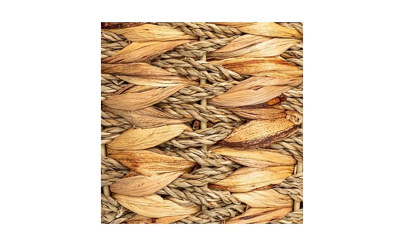 Household Essentials Water Hyacinth and Seagrass Round Waste Basket, Natural