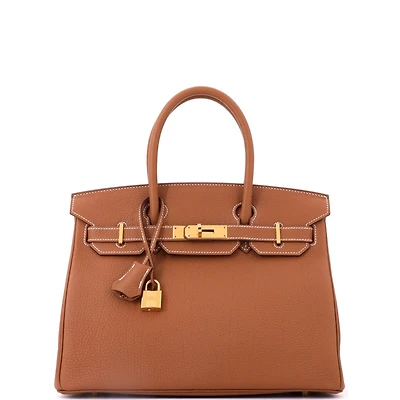 Pre-Owned HERMES Birkin Handbag Brown Togo with Gold Hardware