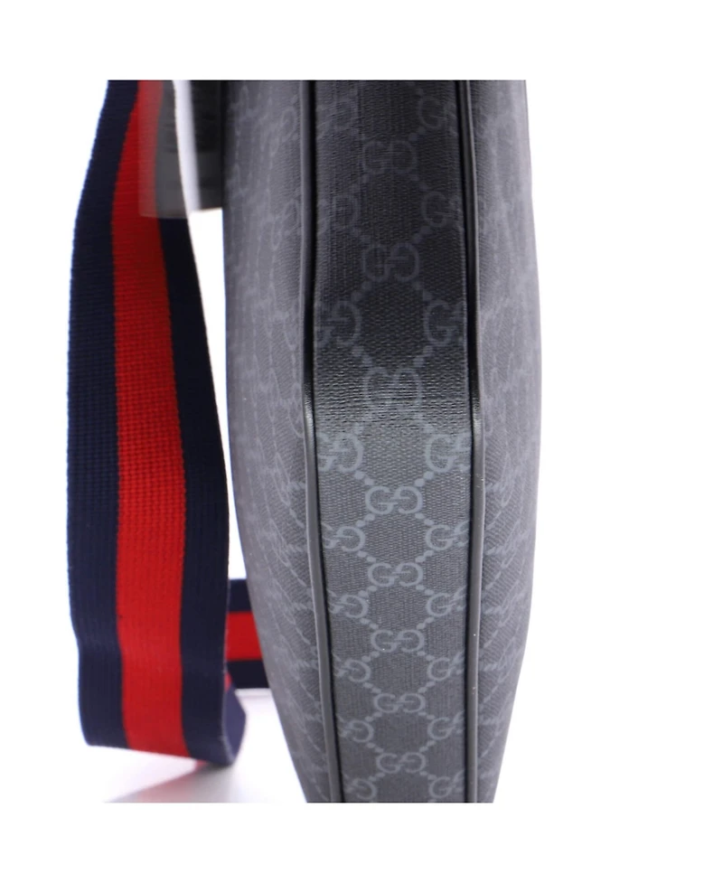 Pre-Owned Gucci Medium Web Strap Front Zip Messenger Bag Gg Coated Canvas