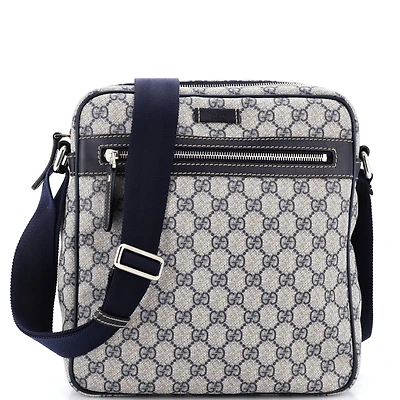 Pre-Owned Gucci Medium Front Zip Messenger Gg Coated Canvas