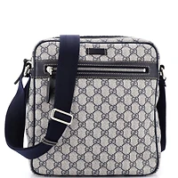 Pre-Owned Gucci Medium Front Zip Messenger Gg Coated Canvas