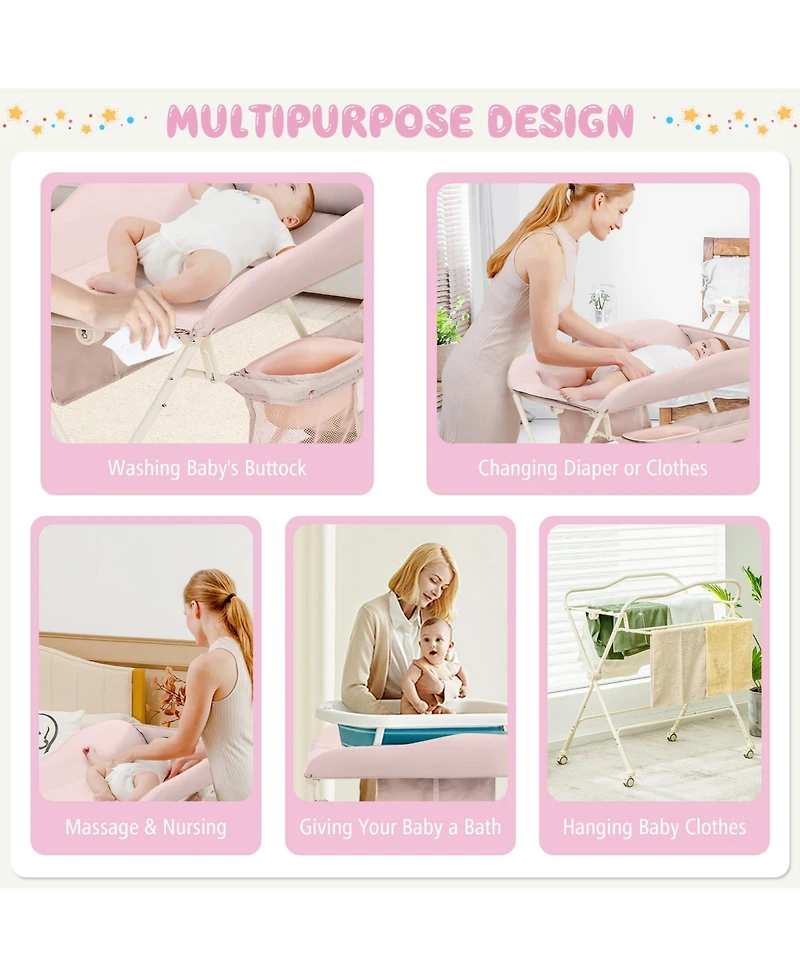 Gouun Infant Diaper Changing Table with Water Basin and Wheels