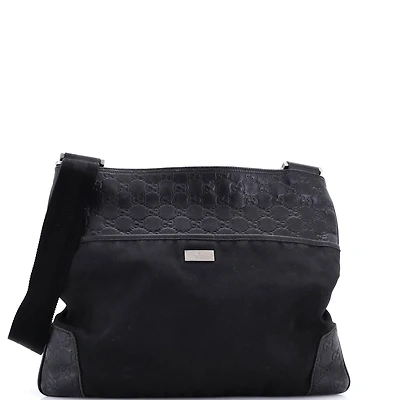 Pre-Owned Gucci Large Zip Top Messenger Bag Guccissima Leather