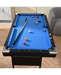 Baofuwish Rbied Space Saving 64 Inch Foldable Billiard Pool Table Set Velvet Surface Steel Legs for Indoor Family Game Room