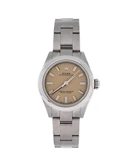 Pre-Owned Rolex Oyster Perpetual Beige Automatic Watch in Stainless Steel 28mm