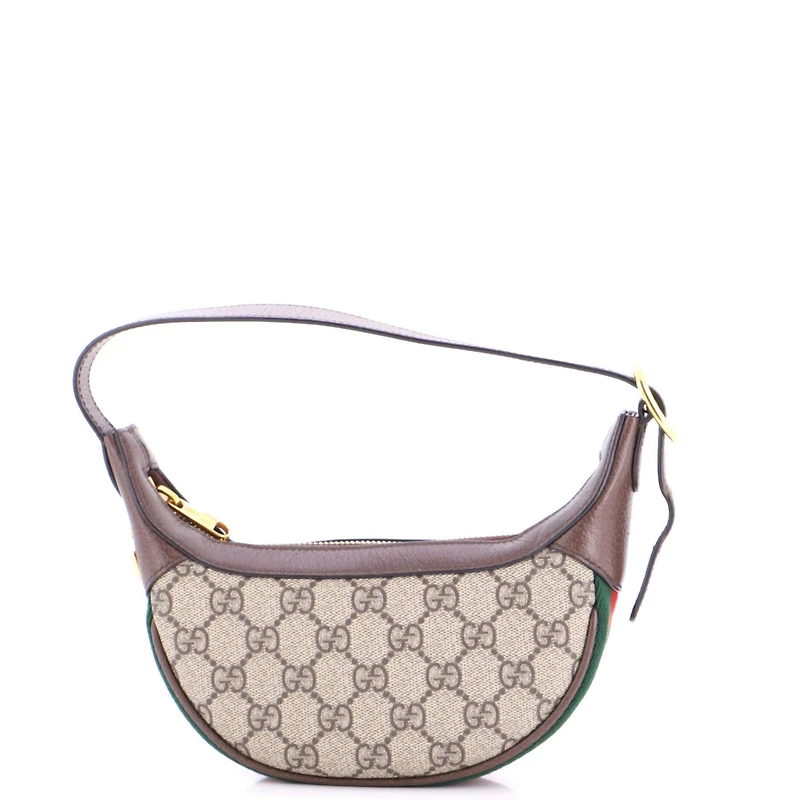 Pre-Owned Gucci Mini Ophidia Half Moon Bag Gg Coated Canvas