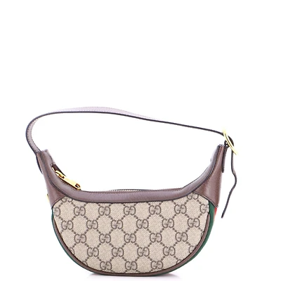Pre-Owned Gucci Mini Ophidia Half Moon Bag Gg Coated Canvas