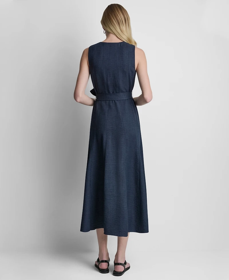 Dkny Women's Sleeveless Belted Midi Dress