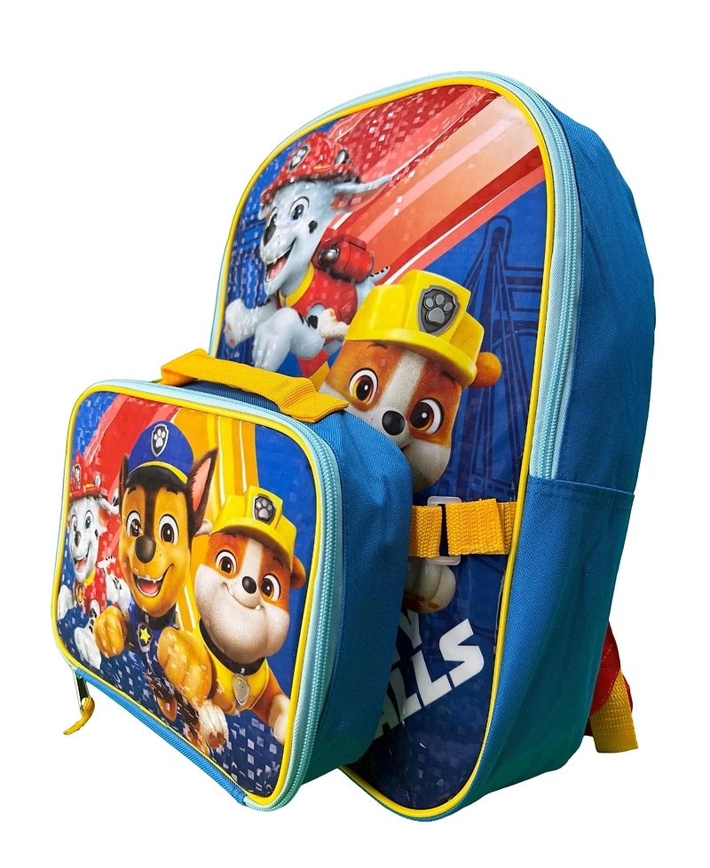 Paw Patrol 16" Shoulder Backpack for School with Rectangular Lunch Bag, for Boys