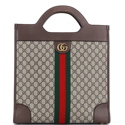 Pre-Owned Gucci Medium Ophidia Cut Out Handle Tote Gg Coated Canvas