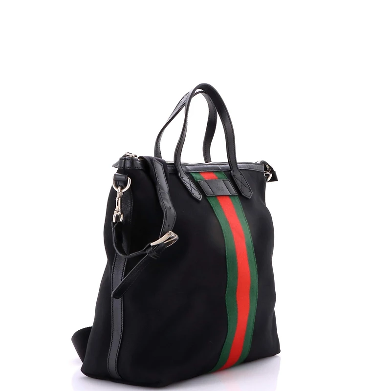 Pre-Owned Gucci Medium Web Zip Tote Techno Canvas