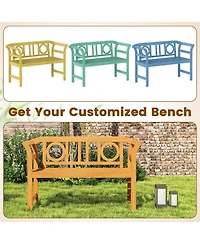 Gymax 47'' Outdoor Loveseat Bench Curved Armrests for Backyard Front Porch Deck