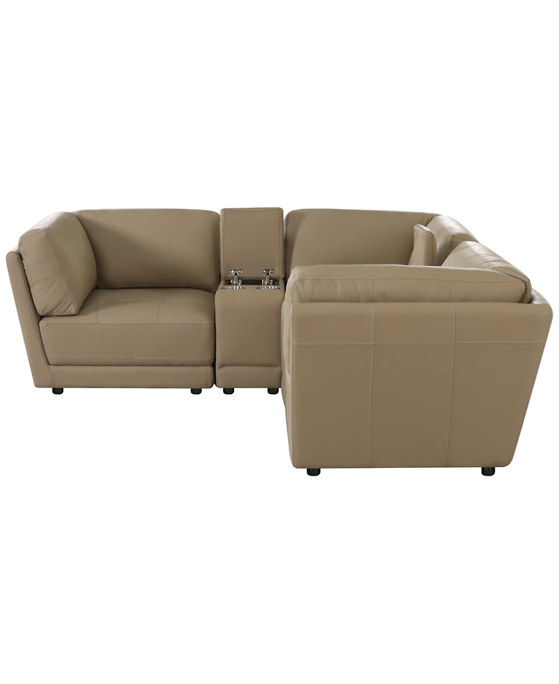 Versa 5-Pc. L-Shape Leather Sectional with 2 Consoles