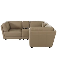 Versa 5-Pc. L-Shape Leather Sectional with 2 Consoles