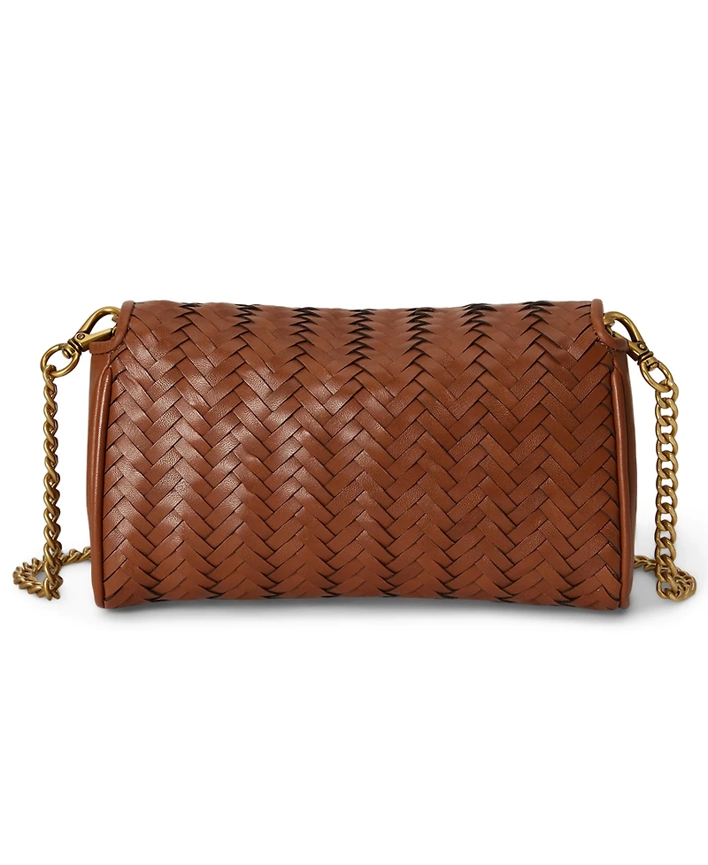 Lauren Ralph Lauren Tanner Woven Leather Mini Crossbody Handbag