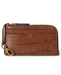 Lauren Ralph Embossed Leather L-Zip Card Case Wallet