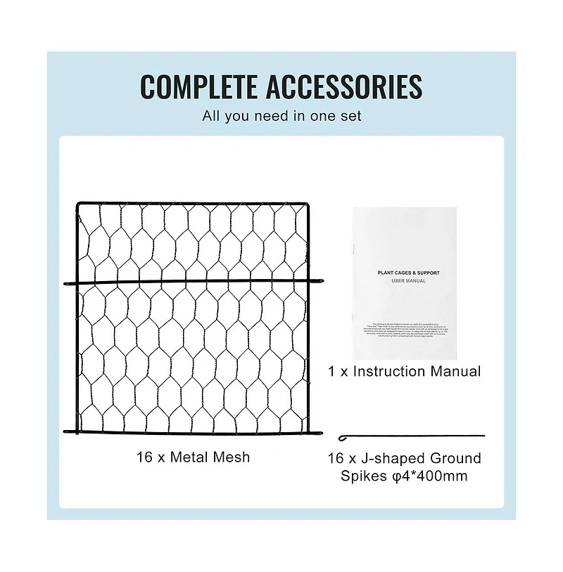 Sugift 4 Pack 13.4 inches Chicken Wire Plant Protector Cages with Ground Stakes
