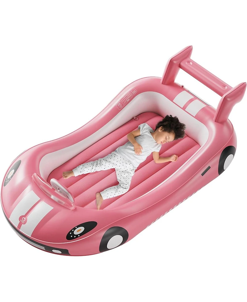 Qpau Inflatable Toddler Travel Bed with Side Rails, Portable Toddler Air Mattress for Camping and Travel, Hand Pump Included