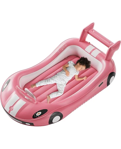 Qpau Inflatable Toddler Travel Bed with Side Rails, Portable Toddler Air Mattress for Camping and Travel, Hand Pump Included