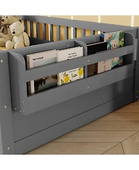 Rainsken Montessori Floor Bed with Storage Shelf and Light, No Slats Included