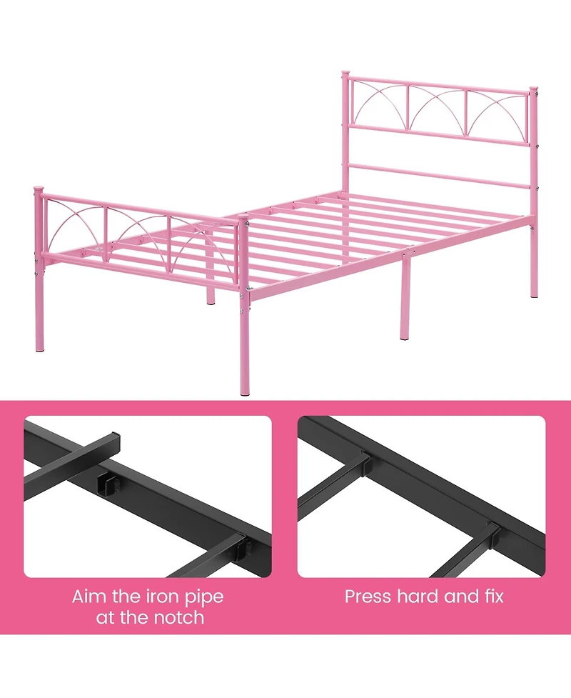 Homfan Metal Bed Frame with Headboard and Footboard, Platform Bed with Underbed Storage, No Box Spring Needed, Easy Assembly