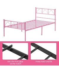 Homfan Metal Bed Frame with Headboard and Footboard, Platform Bed with Underbed Storage, No Box Spring Needed, Easy Assembly