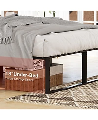 Homfan Metal Platform Bed Frame with Underbed Storage, Steel Support, Quiet Design and No Box Spring Needed
