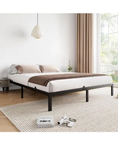 Homfan Metal Platform Bed Frame With Steel Slats Low Profile Mattress Foundation Underbed Space