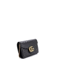 Pre-Owned Gucci Mini Gg Marmont Chain Wallet Matelasse Leather