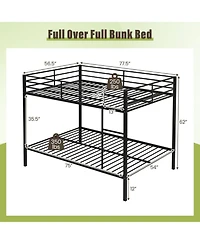 Slickblue Full Over Metal Bunk Bed Frame with Full-Length Guardrails