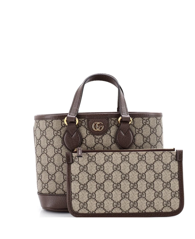 Pre-Owned Gucci Mini Ophidia Top Handle Shopping Tote Gg Coated Canvas and Leather