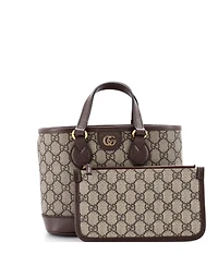 Pre-Owned Gucci Mini Ophidia Top Handle Shopping Tote Gg Coated Canvas and Leather