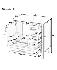 Sillysis Bathroom Vanity with Ceramic Sink, Solid Wood Frame, 3 Drawers and Soft Close Door, Modern Storage Cabinet