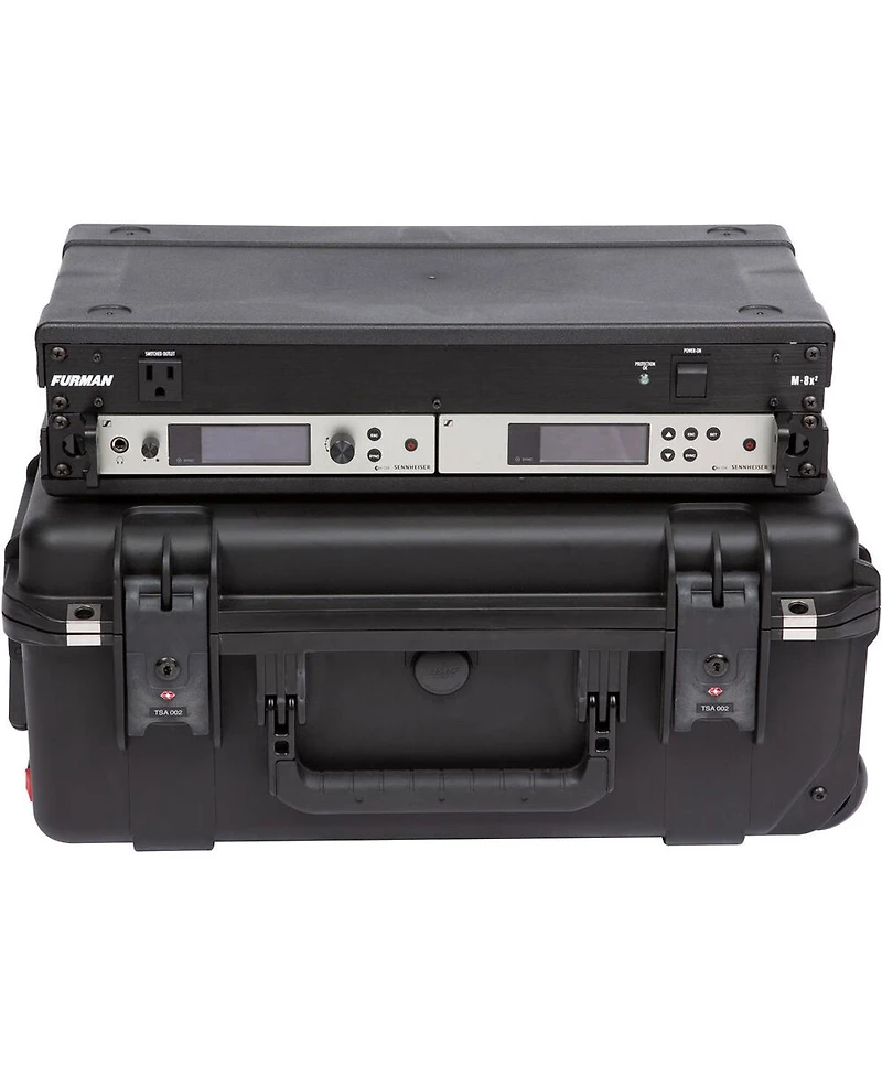 Skb iSeries 2RU Injection Molded Fly Rack Waterproof Wheeled Case