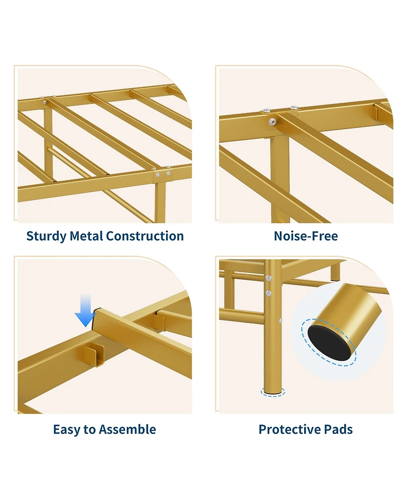 Homfan Heart-Shaped Metal Platform Bed Frame with Headboard and Footboard, Quiet Slat Support