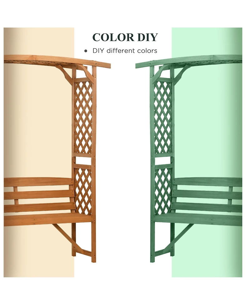 Outsunny Patio Garden Bench for 2 Person for Vines/Climbing Plant, Brown