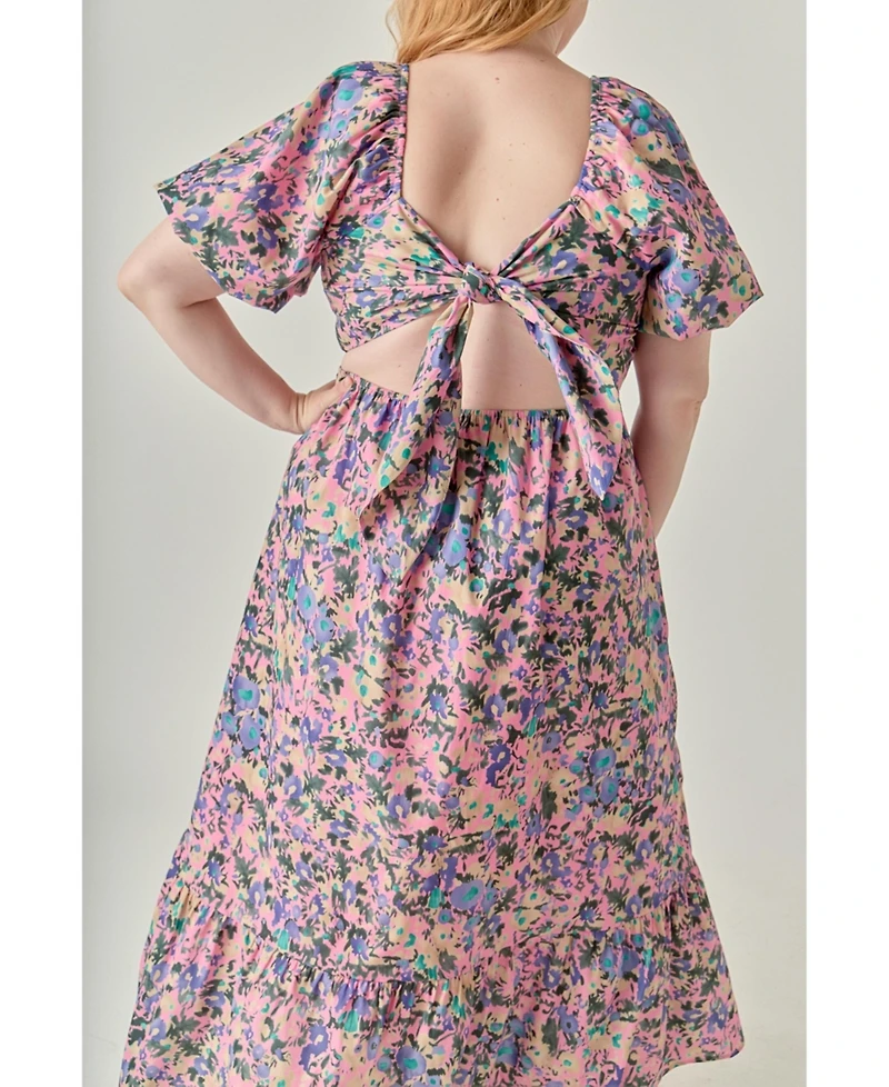 English Factory Plus Open Back Tie Maxi Dress