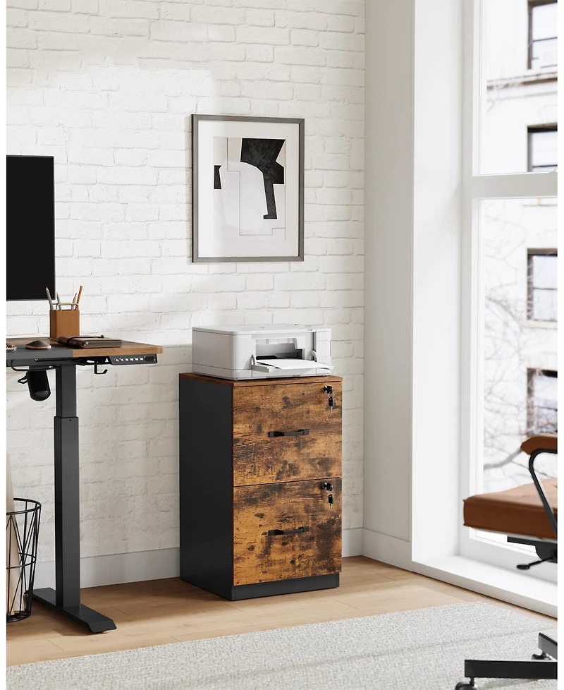 Slickblue Compact 2 Drawer File Cabinet with Lock Printer Stand Storage Unit