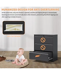 Rainsken 3 Drawer Lateral File Cabinet, Heavy-Duty Metal Filing Cabinet with Lock for Home Office, Fits Legal/Letter/A4/F4