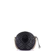 Pre-Owned Gucci Mini Gg Marmont Round Shoulder Bag Matelasse Leather
