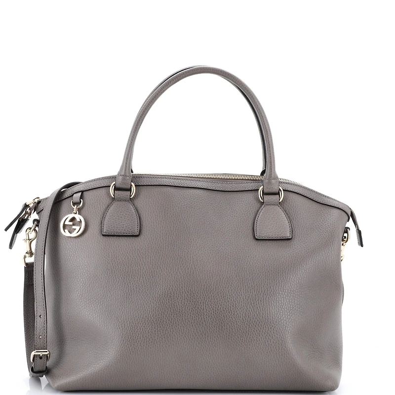 Pre-Owned Gucci Medium Gg Charm Convertible Dome Satchel Leather