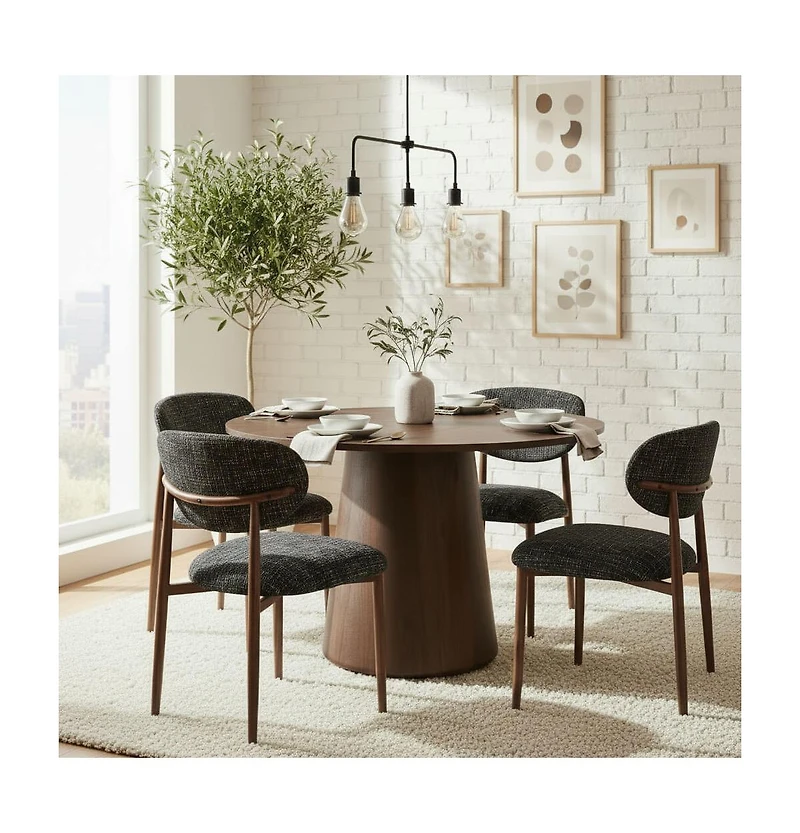 Modern Chenille Upholstered Dining Side Chairs Set of 4, Armless