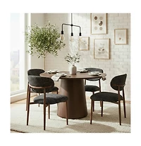 Modern Chenille Upholstered Dining Side Chairs Set of 4, Armless