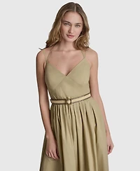 Dkny Jeans Women's Strappy V-Neck Belted Maxi Tank Dress