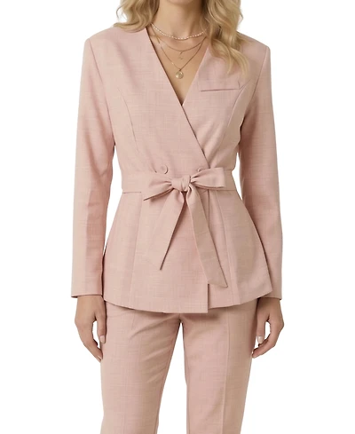 Modenaire Women's Wrap Waist-Tie Tailored Blazer