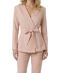 Modenaire Women's Wrap Waist-Tie Tailored Blazer