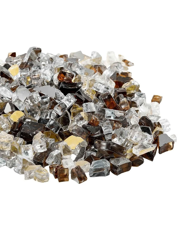 Sugift Fire Pit Glass 10 lbs Copper Clear Mix 1/2 in Reflective Fireplace Rocks