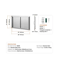 Sugift Bbq Access Door 36x21 in Double Outdoor Kitchen Door Stainless Steel Flush Mount