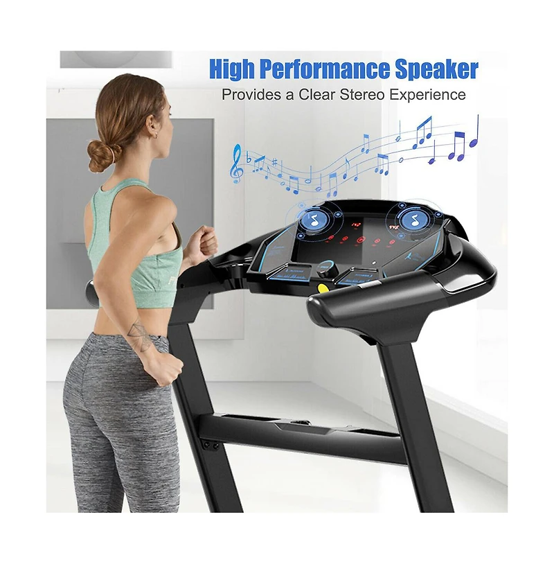 Black Folding Treadmill with Built In Bluetooth Speaker