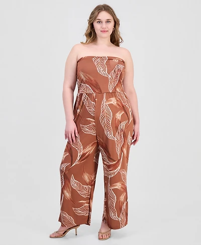 Derek Heart Trendy Plus Strapless Ruched Jumpsuit